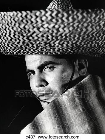 Stereotype Portrait Mexican Man Wearing Sombrero Hat Striped Blanket Serape Over Shoulder View Large Photo Image Stock Photo - Stereotype Portrait Mexican Man Wearing Sombrero Hat Striped Blanket Serape Over Shoulder. Fotosearch