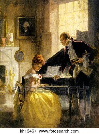 1770S 1771 The Proposal Of Thomas Jefferson By Herndon Jefferson Playing Violin Martha Skelton Piano Romance Literary Digest View Large Photo Image Stock Photo - 1770S 1771 The Proposal Of Thomas Jefferson By Herndon Jefferson Playing Violin Martha Skelton Piano Romance Literary Digest. Fotosearch