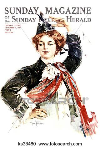 1910s red haired woman wearing scottish stock image ks38480