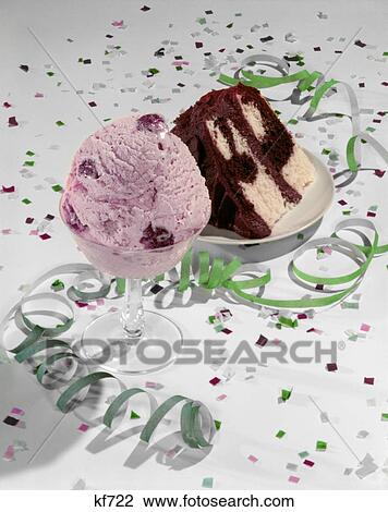 1950S Dish Strawberry Ice Cream Slice Of Cake Streamers Confetti View Large Photo Image Stock Image - 1950S Dish Strawberry Ice Cream Slice Of Cake Streamers Confetti. Fotosearch