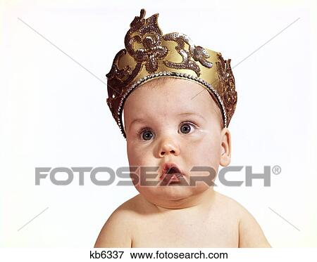 1960S Baby Wearing Crown Tiara King Or Queen View Large Photo Image Stock Photo - 1960S Baby Wearing Crown Tiara King Or Queen. Fotosearch