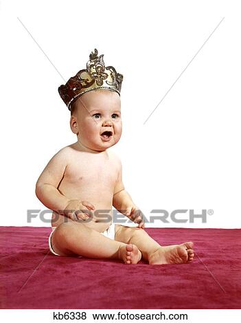 1960S Sitting Baby Wearing Crown Tiara And Diaper King Or Queen View Large Photo Image Stock Photo - 1960S Sitting Baby Wearing Crown Tiara And Diaper King Or Queen. Fotosearch