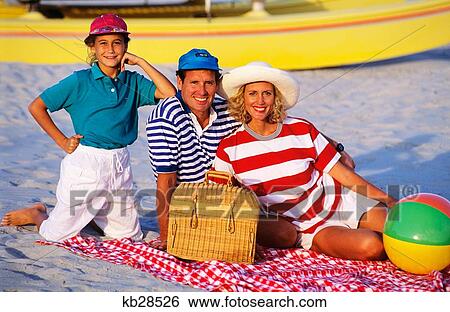 1980S 1990S Family With Picnic Basket And Beach Ball On Beach View Large Photo Image Stock Photograph - 1980S 1990S Family With Picnic Basket And Beach Ball On Beach. Fotosearch