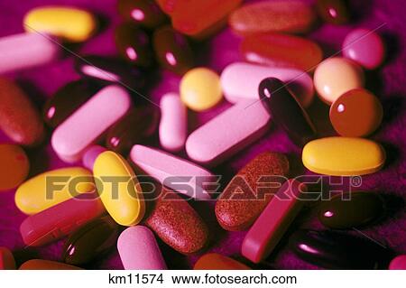 Picture - Assorted Vitamin Pills Tablets And Capsules. Fotosearch
