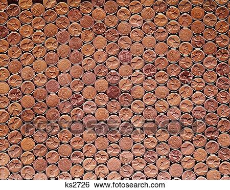 Overall Pattern Abraham Lincoln Copper Pennies American Currency Coins View Large Photo Image Stock Photograph - Overall Pattern Abraham Lincoln Copper Pennies American Currency Coins . Fotosearch