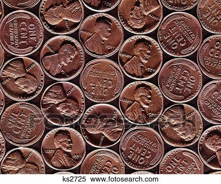 Overall Pattern Abraham Lincoln Copper Pennies American Currency Coins View Large Photo Image Stock Photography - Overall Pattern Abraham Lincoln Copper Pennies American Currency Coins . Fotosearch