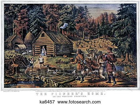 The Pioneer Home On Western Frontier currier & ives ™ ™ Lithograph 1867 View Large Photo Image Stock Photo - The Pioneer Home On Western Frontier currier & ives ™ ™ Lithograph 1867. Fotosearch