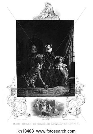 Stock Image - 1500S 1567 Mary Queen Of Scots As A Prisoner In Loch Leven Castle Before Her Escape . Fotosearch