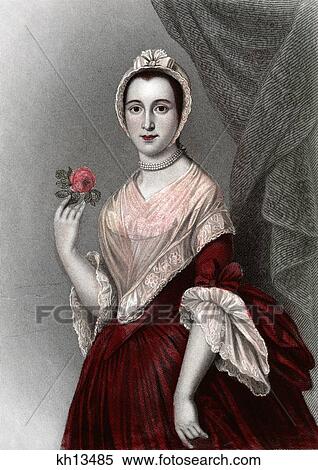 Stock Photography - 1700S 1750S Jane Keteltas Beekman Wife Of James Beekman Wealthy New Yorker Wearing Pink Dress With Red Shawl Holding Red Rose. Fotosearch