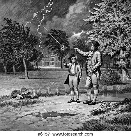 1700S 1752 Benjamin Franklin Kite And Key Electricity Experiment During Lightning Storm Philadelphia Pennsylvania Usa View Large Photo Image Stock Photo - 1700S 1752 Benjamin Franklin Kite And Key Electricity Experiment During Lightning Storm Philadelphia Pennsylvania Usa. Fotosearch