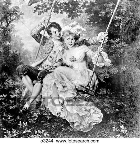 1700S Romantic Couple Man Woman Lovers On Swing In Garden View Large Photo Image Picture - 1700S Romantic Couple Man Woman Lovers On Swing In Garden . Fotosearch