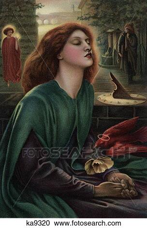 1800S 1870 Painting By Dante Gabriel Rosetti Beata Beatrix Blessed Beatrice Pre-Raphaelite View Large Photo Image Stock Image - 1800S 1870 Painting By Dante Gabriel Rosetti Beata Beatrix Blessed Beatrice Pre-Raphaelite . Fotosearch