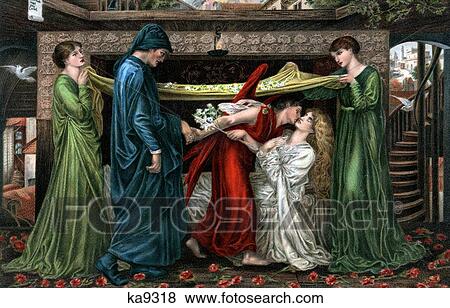 1800S 1871 Painting By Dante Gabriel Rosetti Titled Dante'S Dream At The Time Of The Death Of Beatrice View Large Photo Image Stock Photo - 1800S 1871 Painting By Dante Gabriel Rosetti Titled Dante'S Dream At The Time Of The Death Of Beatrice . Fotosearch