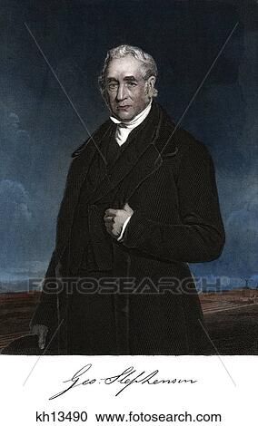 Stock Image - 1800S George Stephenson English Civil Engineer Developed Miner'S Safety Lamp And Developed Standard Railroad Gauge . Fotosearch