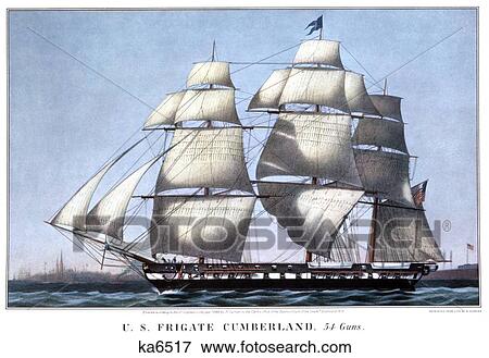 1840S Uss Frigate Cumberland, 54 Guns - Flagship Gulf Squadron Commodore Perry - currier & ives ™ ™ Lithograph - 1848 View Large Photo Image Stock Photo - 1840S Uss Frigate Cumberland, 54 Guns - Flagship Gulf Squadron Commodore Perry - currier & ives ™ ™ Lithograph - 1848. Fotosearch