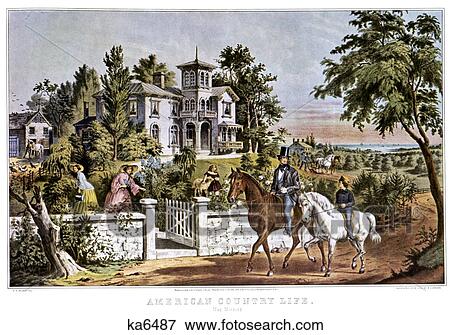 1850S American Country Life - May Morning - currier & ives ™ ™ Lithograph - 1855 View Large Photo Image Stock Photo - 1850S American Country Life - May Morning - currier & ives ™ ™ Lithograph - 1855. Fotosearch