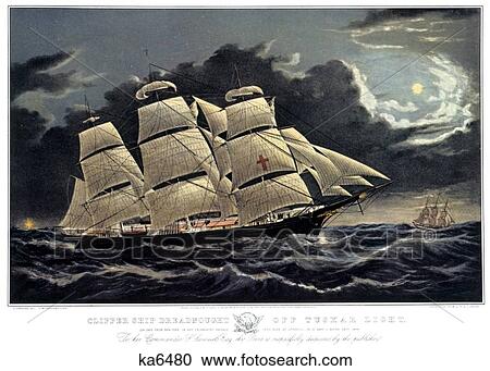 1850S Clipper Ship Dreadnought - Off Tuskar Lighthouse Ireland - currier & ives ™ ™ Lithograph - 1856 View Large Photo Image Stock Image - 1850S Clipper Ship Dreadnought - Off Tuskar Lighthouse Ireland - currier & ives ™ ™ Lithograph - 1856. Fotosearch