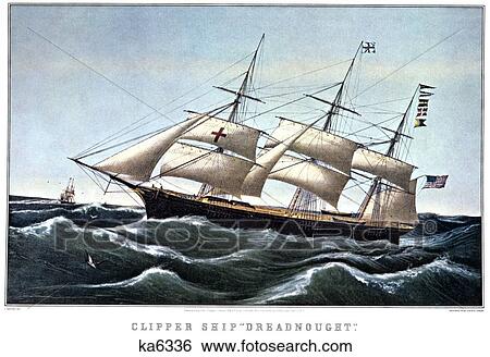 1850S Clipper Ship Dreadnought Off Sandy Hook - Square Rigged Sailing Ship - currier & ives ™ ™ Lithograph - 1854 View Large Photo Image Stock Photograph - 1850S Clipper Ship Dreadnought Off Sandy Hook - Square Rigged Sailing Ship - currier & ives ™ ™ Lithograph - 1854. Fotosearch