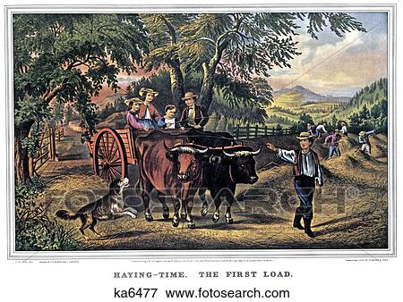1860S Haying Time The First Load - currier & ives ™ ™ Lithograph - 1868 View Large Photo Image Stock Photo - 1860S Haying Time The First Load - currier & ives ™ ™ Lithograph - 1868. Fotosearch