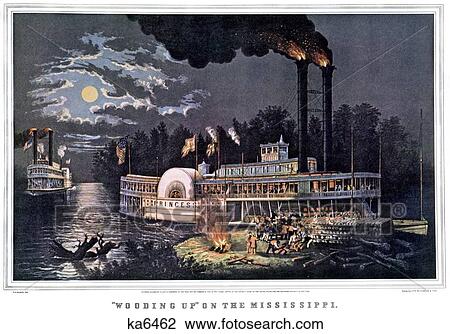 1860S Wooding Up On The Mississippi - currier & ives ™ ™ Lithograph - 1863 View Large Photo Image Stock Image - 1860S Wooding Up On The Mississippi - currier & ives ™ ™ Lithograph - 1863. Fotosearch