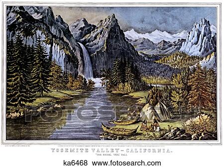 1860S Yosemite Valley California - The Bridal Veil Waterfall - currier & ives ™ ™ Lithograph - 1866 View Large Photo Image Stock Photo - 1860S Yosemite Valley California - The Bridal Veil Waterfall - currier & ives ™ ™ Lithograph - 1866. Fotosearch