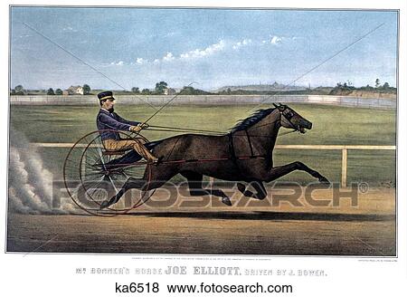 Stock Photo - 1870S Mr. Bonner'S Horse Joe Elliot Driven By J. Bowen - currier & ives ™ ™ Lithograph - 1872. Fotosearch