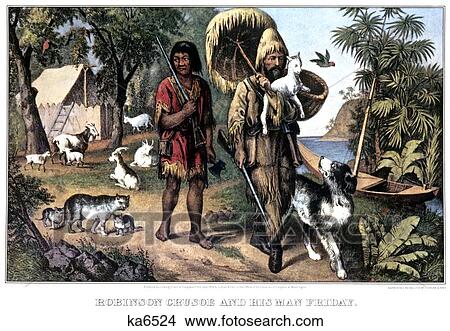 1870S Robinson Crusoe And His Man Friday - currier & ives ™ ™ Lithograph - 1874 View Large Photo Image Picture - 1870S Robinson Crusoe And His Man Friday - currier & ives ™ ™ Lithograph - 1874. Fotosearch