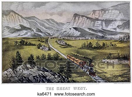 Stock Image - 1870S The Great West - currier & ives ™ ™ Lithograph - 1870. Fotosearch