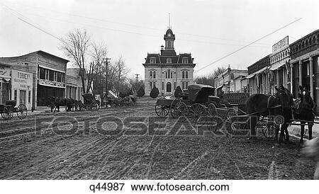 1910 Main Street Of Cottonwood Falls Kansas & Chase County Courthouse Designed By Kansas State Capital Architect John G Haskell View Large Photo Image Stock Photo - 1910 Main Street Of Cottonwood Falls Kansas & Chase County Courthouse Designed By Kansas State Capital Architect John G Haskell. Fotosearch