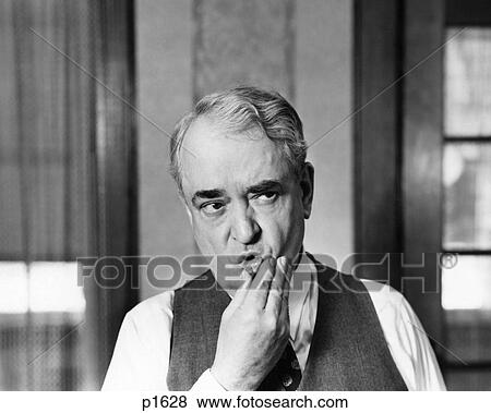 1930S 1940S Elderly Man Rubbing Chin Look Off To Side Funny Face Expression Character Worried Concerned Thoughtful View Large Photo Image Stock Photo - 1930S 1940S Elderly Man Rubbing Chin Look Off To Side Funny Face Expression Character Worried Concerned Thoughtful. Fotosearch
