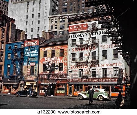 1940S Buildings Painted With Advertising Whitehall And South Streets Downtown Manhattan New York City Usa View Large Photo Image Stock Image - 1940S Buildings Painted With Advertising Whitehall And South Streets Downtown Manhattan New York City Usa. Fotosearch