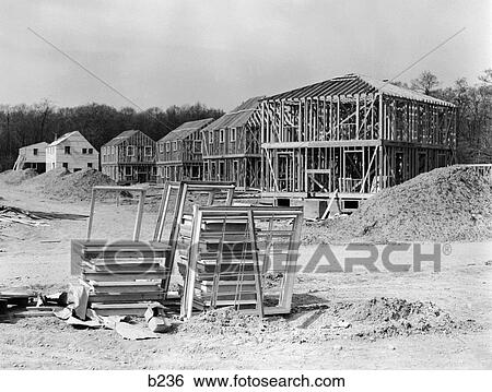 1950S Suburban Housing Development Under Construction View Large Photo Image Stock Photograph - 1950S Suburban Housing Development Under Construction. Fotosearch