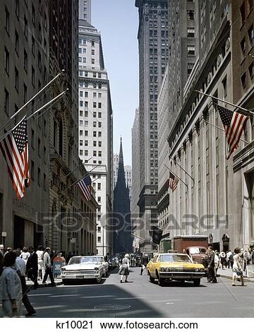 1960S View Down Wall Street To Trinity Church Downtown Manhattan New York City Usa View Large Photo Image Stock Image - 1960S View Down Wall Street To Trinity Church Downtown Manhattan New York City Usa. Fotosearch