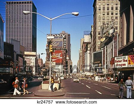 1970S Times Square Looking North To Duffy Square Midtown Manhattan New York City Usa View Large Photo Image Stock Photo - 1970S Times Square Looking North To Duffy Square Midtown Manhattan New York City Usa. Fotosearch