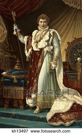 Stock Photo - December 2 1804 Napoleon I Coronation Robes Looking At Camera Becomes Emperor Of France At Notre Dame Paris By Francois Gerard. Fotosearch