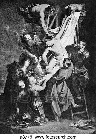 Stock Photo - 1600s 17th CENTURY PAINTING JESUS DESCENT FROM THE CROSS BY PETER PAUL RUBENS. Fotosearch