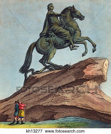 1700s ENGRAVING BRONZE HORESEMAN STATUE PETER THE GREAT 18TH CENTURY CZAR TSAR OF RUSSIA IN SAINT PETERSBURG RUSSIA View Large Photo Image Stock Photo - 1700s ENGRAVING BRONZE HORESEMAN STATUE PETER THE GREAT 18TH CENTURY CZAR TSAR OF RUSSIA IN SAINT PETERSBURG RUSSIA. Fotosearch