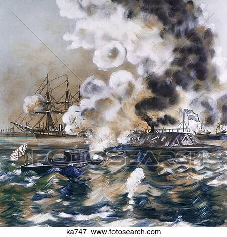 1800s 1860s MARCH 1862 PAINTING BATTLE MONITOR & MERRIMAC MERRIMACK FIRST IRON IRONCLAD BATTLE SHIPS CIVIL WAR View Large Photo Image Stock Photo - 1800s 1860s MARCH 1862 PAINTING BATTLE MONITOR & MERRIMAC MERRIMACK FIRST IRON IRONCLAD BATTLE SHIPS CIVIL WAR. Fotosearch
