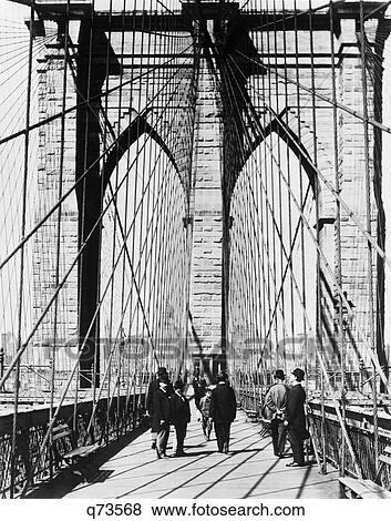 1800S 1880S Men Standing On Brooklyn Bridge Just After It Opened 1883 New York City Usa View Large Photo Image Stock Photo - 1800S 1880S Men Standing On Brooklyn Bridge Just After It Opened 1883 New York City Usa. Fotosearch