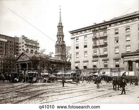 1800s 1890s 1900s NYC HORSE DRAWN STREET CAR TROLLEYS AT SAINT PAUL'S CHAPEL BUILT IN 1766 NEW YORK CITY USA View Large Photo Image Stock Image - 1800s 1890s 1900s NYC HORSE DRAWN STREET CAR TROLLEYS AT SAINT PAUL'S CHAPEL BUILT IN 1766 NEW YORK CITY USA. Fotosearch