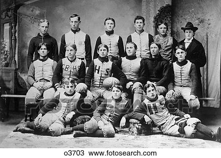 1800s 1890s GROUP PORTRAIT HIGH SCHOOL FOOTBALL TEAM PLAYERS WEARING TEAM UNIFORMS LOOKING AT CAMERA View Large Photo Image Stock Image - 1800s 1890s GROUP PORTRAIT HIGH SCHOOL FOOTBALL TEAM PLAYERS WEARING TEAM UNIFORMS LOOKING AT CAMERA. Fotosearch