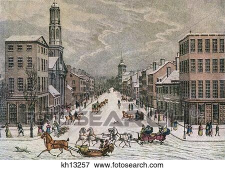1836 WINTER SCENE ON WALL STREET COLOR HALFTONE NEW YORK CITY NY USA View Large Photo Image Stock Photo - 1836 WINTER SCENE ON WALL STREET COLOR HALFTONE NEW YORK CITY NY USA. Fotosearch