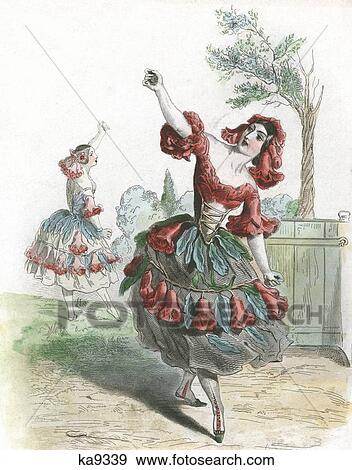 1840S Fleur De Grenadier Pomegranate Flowers Women Dance Costumes Flowered Holding Castanets By J. J. Grandville View Large Photo Image Stock Photo - 1840S Fleur De Grenadier Pomegranate Flowers Women Dance Costumes Flowered Holding Castanets By J. J. Grandville. Fotosearch