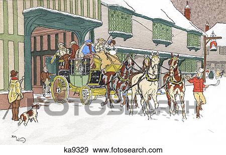1850S Victorian Coaching Scene Carriage Full Of Passengers Wearing Winter Coats Artist Harry Elliot Aka Charles Edmond Hermet View Large Photo Image Stock Photo - 1850S Victorian Coaching Scene Carriage Full Of Passengers Wearing Winter Coats Artist Harry Elliot Aka Charles Edmond Hermet. Fotosearch