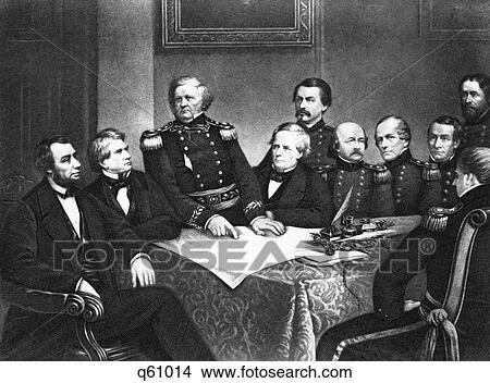 1860S 1861 President Abraham Lincoln And His First Council Of War Officers And Cabinet View Large Photo Image Picture - 1860S 1861 President Abraham Lincoln And His First Council Of War Officers And Cabinet. Fotosearch
