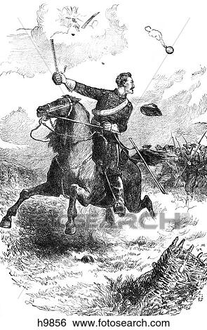 Stock Photograph - 1860s 1863 CAPTAIN NORTHROP LEADING THE ATTACK AT KNOXVILLE TENNESSEE USA. Fotosearch