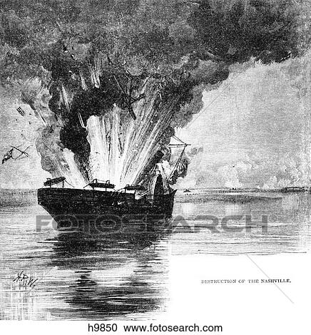 1860s AMERICAN CIVIL WAR CONFEDERATE SHIP CSS NASHVILLE DESTROYED EXPLODED BY UNION SHIP MONTAUK 2/28/1863 OGEECHEE RIVER GA View Large Photo Image Stock Image - 1860s AMERICAN CIVIL WAR CONFEDERATE SHIP CSS NASHVILLE DESTROYED EXPLODED BY UNION SHIP MONTAUK 2/28/1863 OGEECHEE RIVER GA. Fotosearch