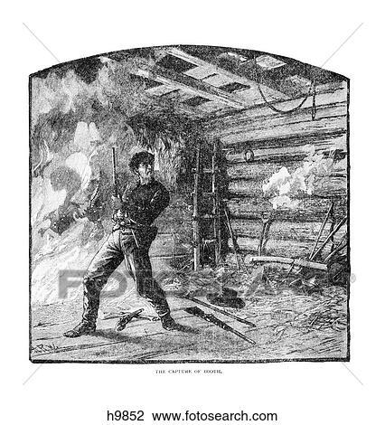 Stock Image - 1860S April 26 1865 Killing By Shooting Of Assassin John Wilkes Booth Who Killed Abraham Lincoln. Fotosearch