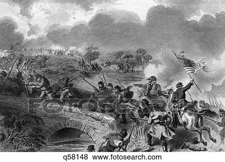 1860S Burnside'S Taking Of The Bridge At Battle Of Antietam Creek Sharpsburg Maryland September 1862 View Large Photo Image Stock Photo - 1860S Burnside'S Taking Of The Bridge At Battle Of Antietam Creek Sharpsburg Maryland September 1862. Fotosearch