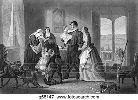 1860S Engraving Of A Union Soldier Leaving His Tearful Family As He Departs For The Civil War View Large Photo Image Stock Photo - 1860S Engraving Of A Union Soldier Leaving His Tearful Family As He Departs For The Civil War. Fotosearch